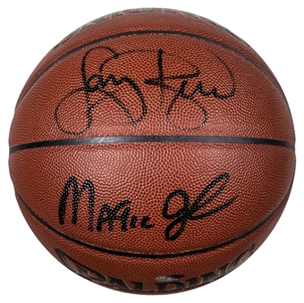 Magic Johnson and Larry Bird Dual Signed Basketball (Steiner)